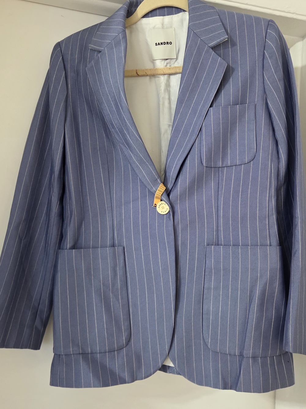 Sandro Men's Blue Pinstripe Blazer